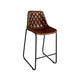 27" Brown and Black Leather and Iron Counter Height Bar Chair