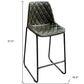 27" Green and Black Leather and Iron Counter Height Bar Chair