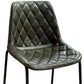 27" Green and Black Leather and Iron Counter Height Bar Chair