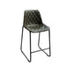 27" Green and Black Leather and Iron Counter Height Bar Chair