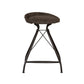 25" Brown And Black Leather And Genuine Leather And Iron Low Back Counter Height Swivel Bar Chair