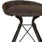 25" Brown And Black Leather And Genuine Leather And Iron Low Back Counter Height Swivel Bar Chair