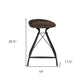 25" Brown and Black Leather and Iron Low Back Counter Height Swivel Bar Chair
