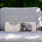 6" X 20" Black Gray and White Bolster Floral Indoor Outdoor Throw Pillow