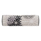 6" X 20" Black Gray and White Bolster Floral Indoor Outdoor Throw Pillow