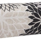 6" X 20" Black Gray and White Bolster Floral Indoor Outdoor Throw Pillow