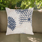 20" Beige Blue and Ivory Floral Indoor Outdoor Throw Pillow
