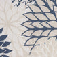 20" Beige Blue and Ivory Floral Indoor Outdoor Throw Pillow