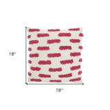 18" Pink and White Geometric Cotton Throw Pillow