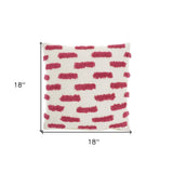 18" Pink and White Geometric Cotton Throw Pillow