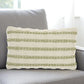 12" X 20" Sage and Ivory Striped Cotton Blend Throw Pillow With Texture