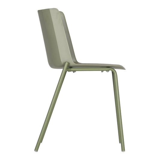 Set of Two Green Heavy Duty Plastic Outdoor Dining Chairs