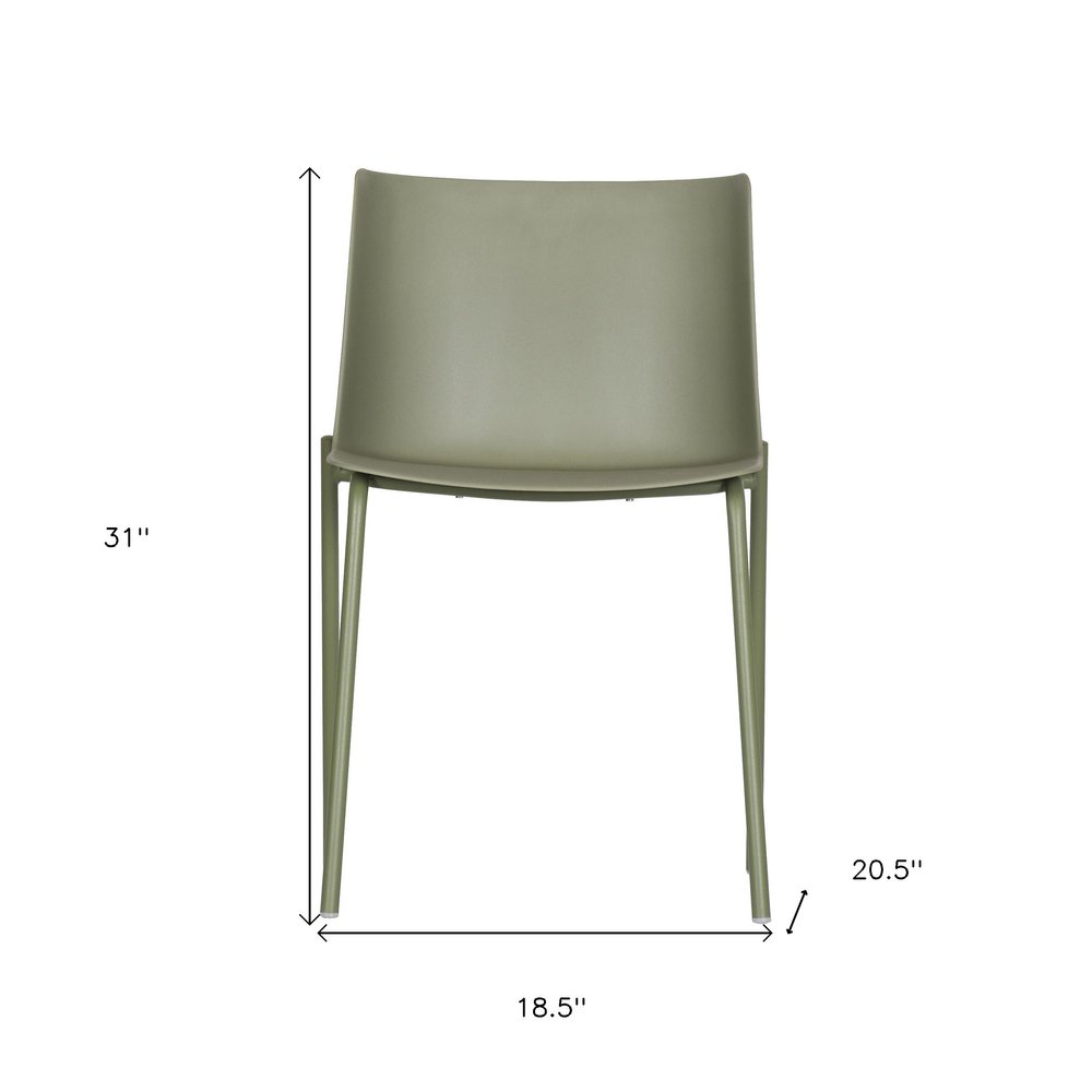 Set of Two Green Heavy Duty Plastic Outdoor Dining Chairs