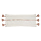 12" X 30" Pink and White Striped Cotton Lumbar Throw Pillow With Tassels