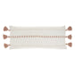 12" X 30" Pink and White Striped Cotton Lumbar Throw Pillow With Tassels
