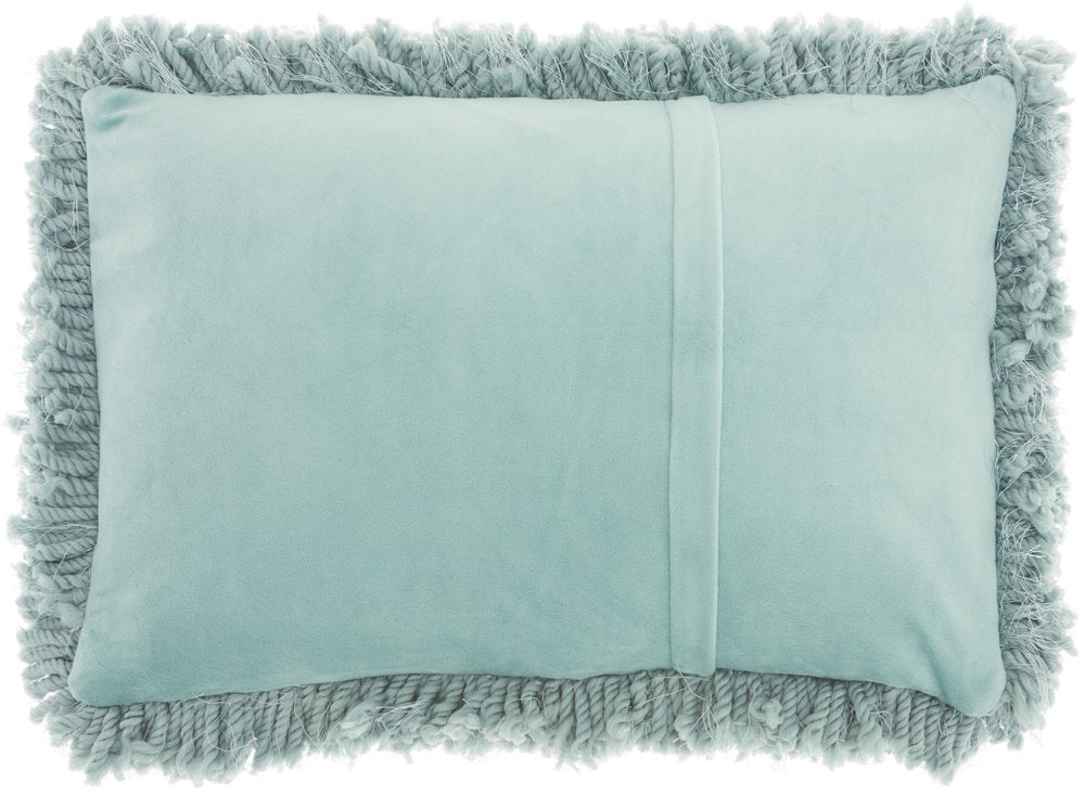 14" X 20" Celadon Shag Lumbar Throw Pillow