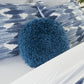 14" X 14" Teal Blue Round Shag Throw Pillow