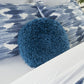 14" X 14" Teal Blue Round Shag Throw Pillow
