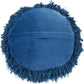 14" X 14" Teal Blue Round Shag Throw Pillow