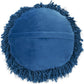 14" X 14" Teal Blue Round Shag Throw Pillow
