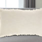 14" X 24" Ivory Cotton Throw Pillow With Fringe