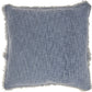 22" Blue Cotton Throw Pillow With Fringe