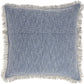 22" Blue Cotton Throw Pillow With Fringe