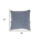 22" Blue Cotton Throw Pillow With Fringe