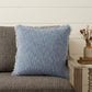 22" Blue Cotton Throw Pillow With Fringe
