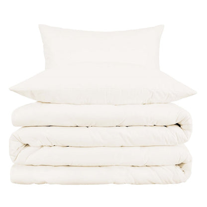 Ivory Queen Cotton Blend Washable Duvet Cover Set