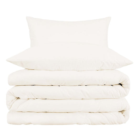 Ivory Queen Cotton Blend Washable Duvet Cover Set