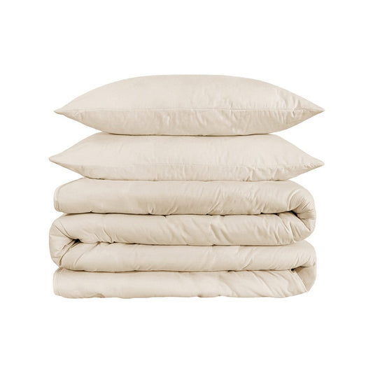 Ivory Queen Cotton Washable Duvet Cover Set