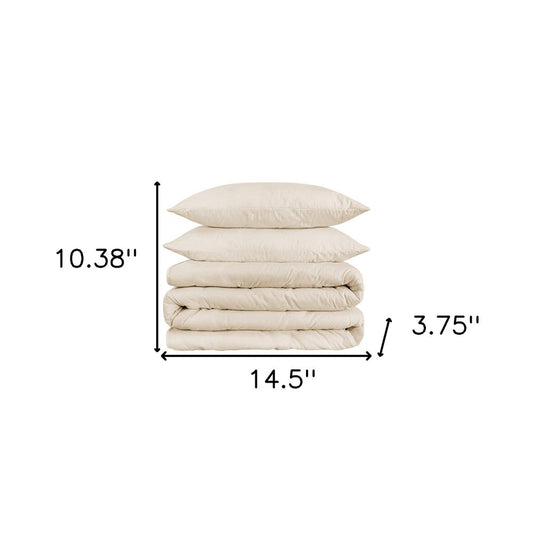 Ivory Queen Cotton Washable Duvet Cover Set