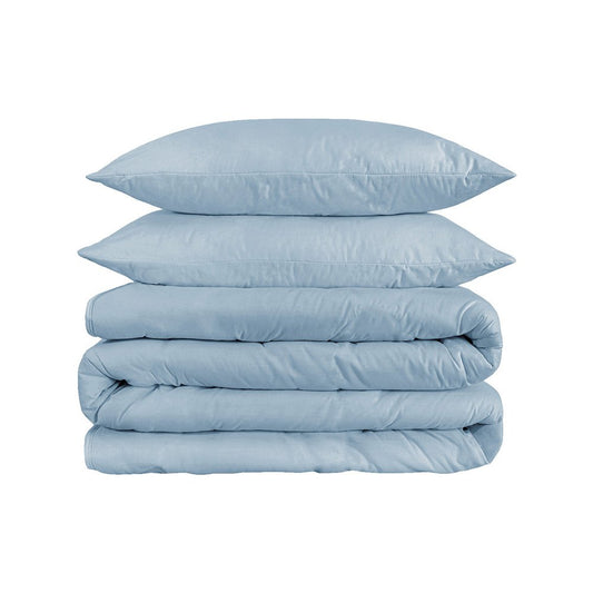 Light Blue King Cotton Washable Duvet Cover Set