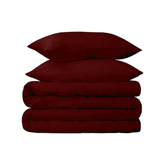 Burgundy Twin Cotton Washable Duvet Cover Set