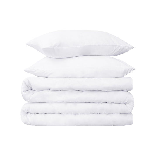White Twin Cotton Washable Duvet Cover Set