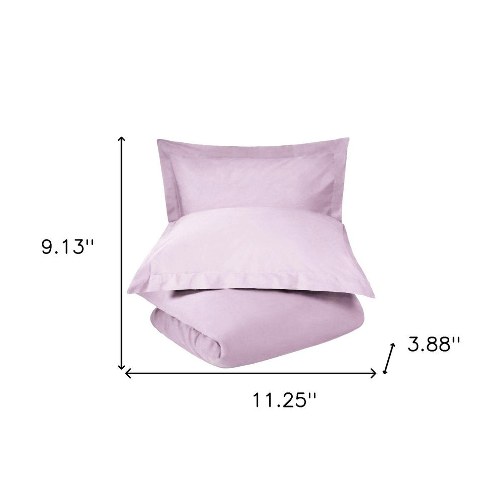 Lilac King Cotton Washable Duvet Cover Set With Two Shams