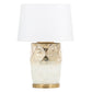 22" White and Gold Mercury Glass Table Lamp With White Cone Shade