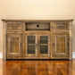 60" Brown Solid Wood Cabinet Enclosed Storage Distressed TV Stand