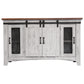60" White Solid Wood Cabinet Enclosed Storage Distressed TV Stand