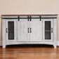 70" White Solid Wood Cabinet Enclosed Storage Distressed TV Stand