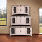 79" White Solid Wood Cabinet Enclosed Storage Distressed TV Stand