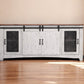 79" White Solid Wood Cabinet Enclosed Storage Distressed TV Stand