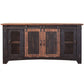 60" Black Solid Wood Cabinet Enclosed Storage Distressed TV Stand