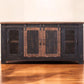 60" Black Solid Wood Cabinet Enclosed Storage Distressed TV Stand