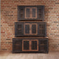 60" Black Solid Wood Cabinet Enclosed Storage Distressed TV Stand