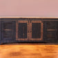 70" Black Solid Wood Cabinet Enclosed Storage Distressed TV Stand