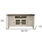 60" Ivory Solid Wood Open shelving Distressed TV Stand
