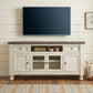 60" Ivory Solid Wood Open shelving Distressed TV Stand
