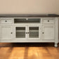 60" Ivory Solid Wood Open shelving Distressed TV Stand